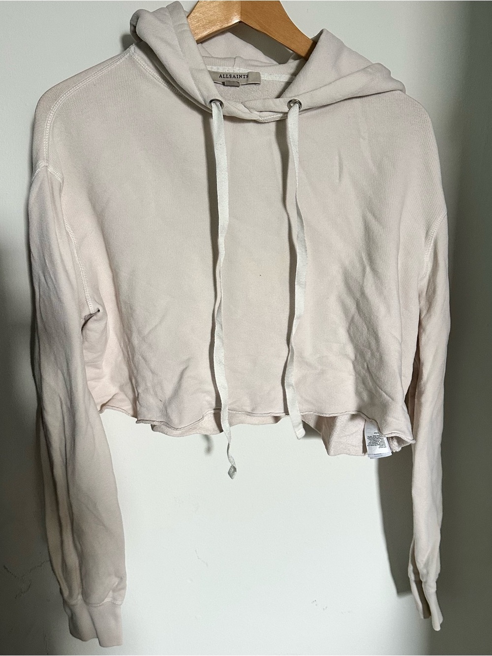 All Saints Women's Cropped Hoodie - Soft Cream size S